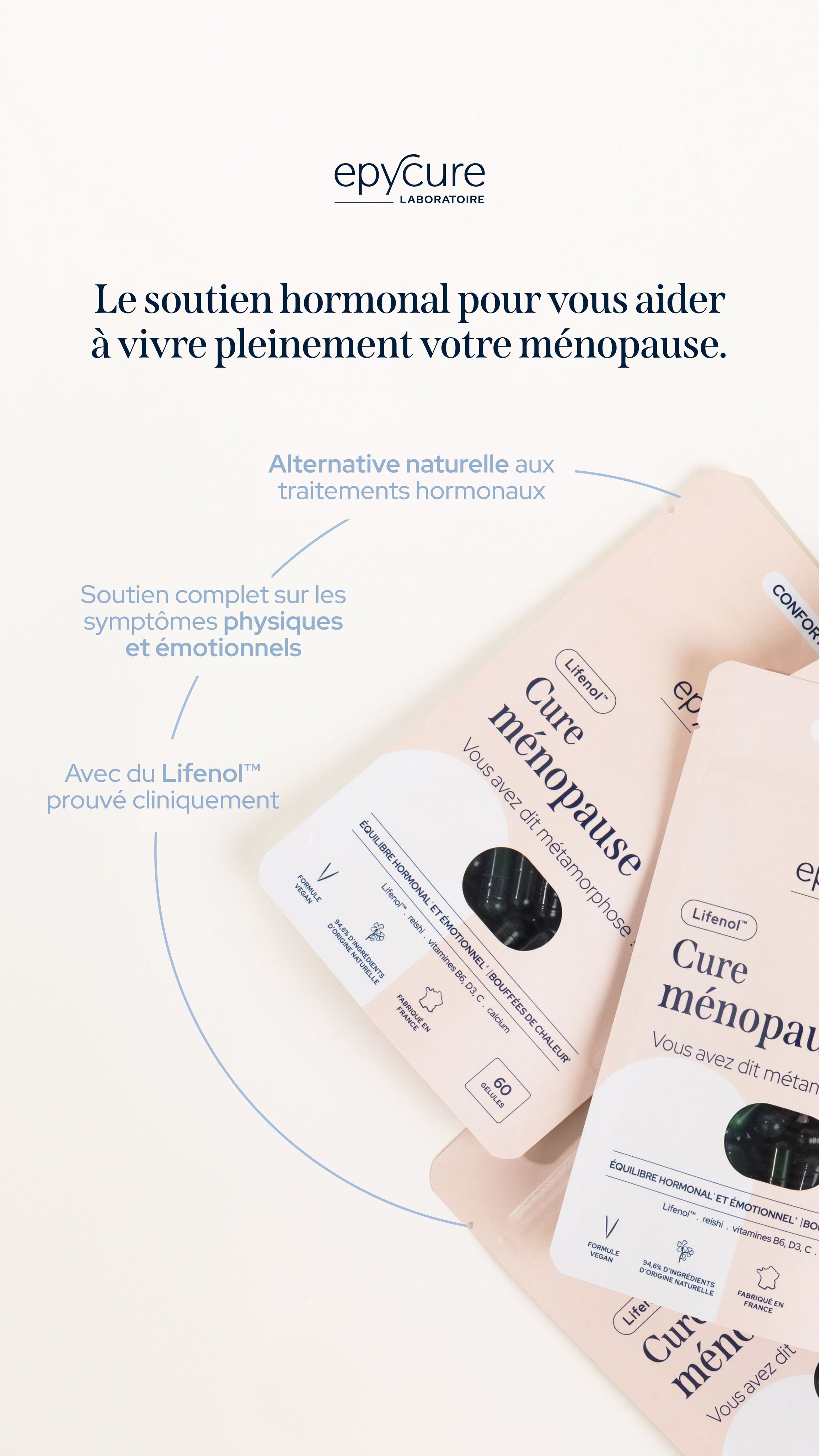 Epycure Facebook ad: 86% des femmes recommandent la Cure ménopause