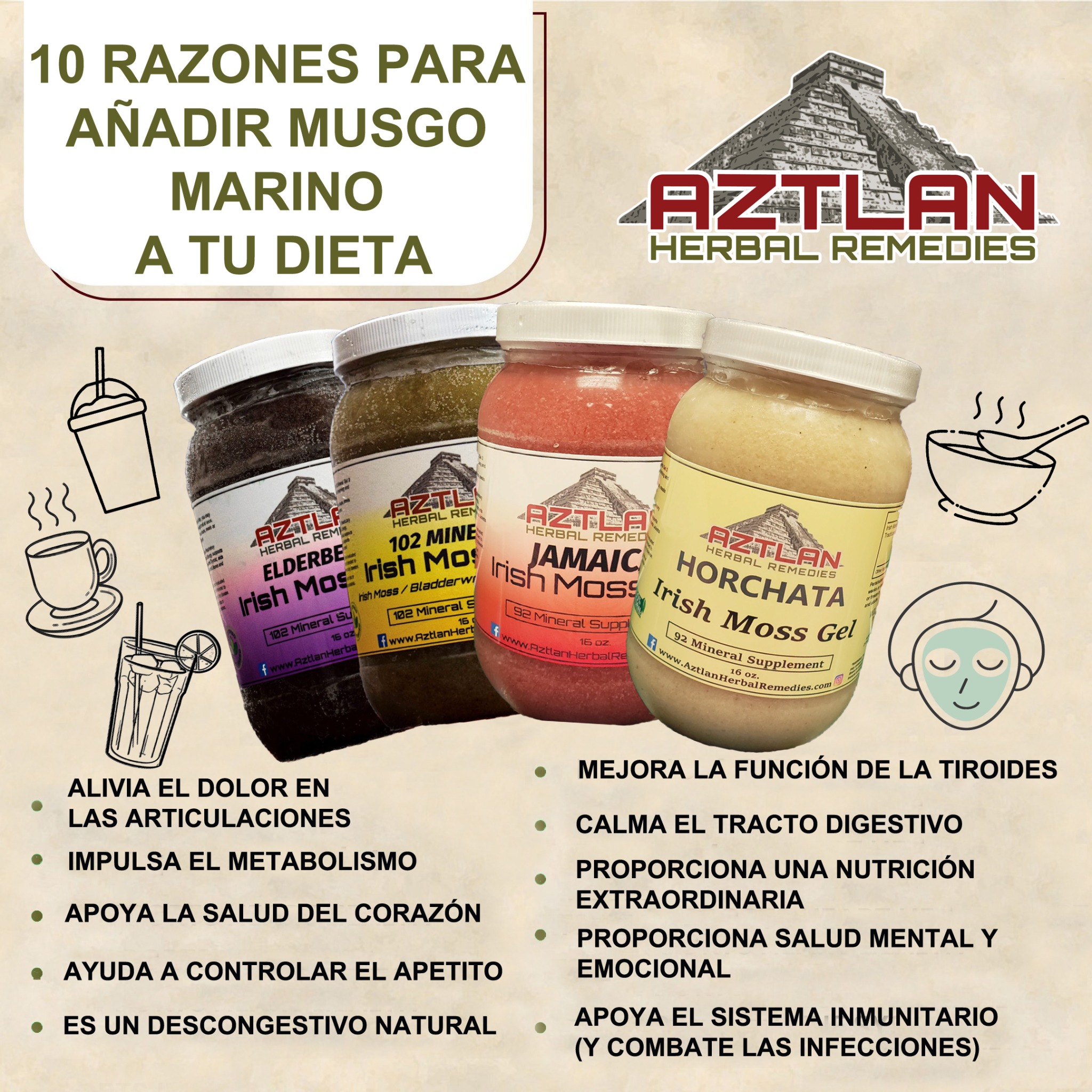 Aztlan Herbal Remedies Facebook ad: Musgo [de mar] irlandés artesanal
