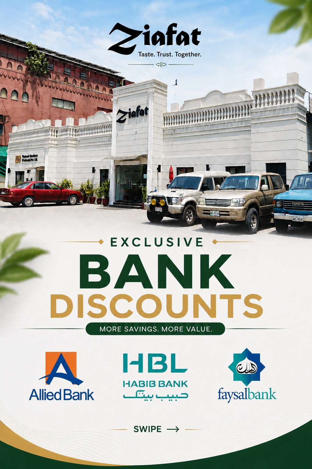 Ziafat Facebook ad: Exclusive Bank Discounts at Ziafat!