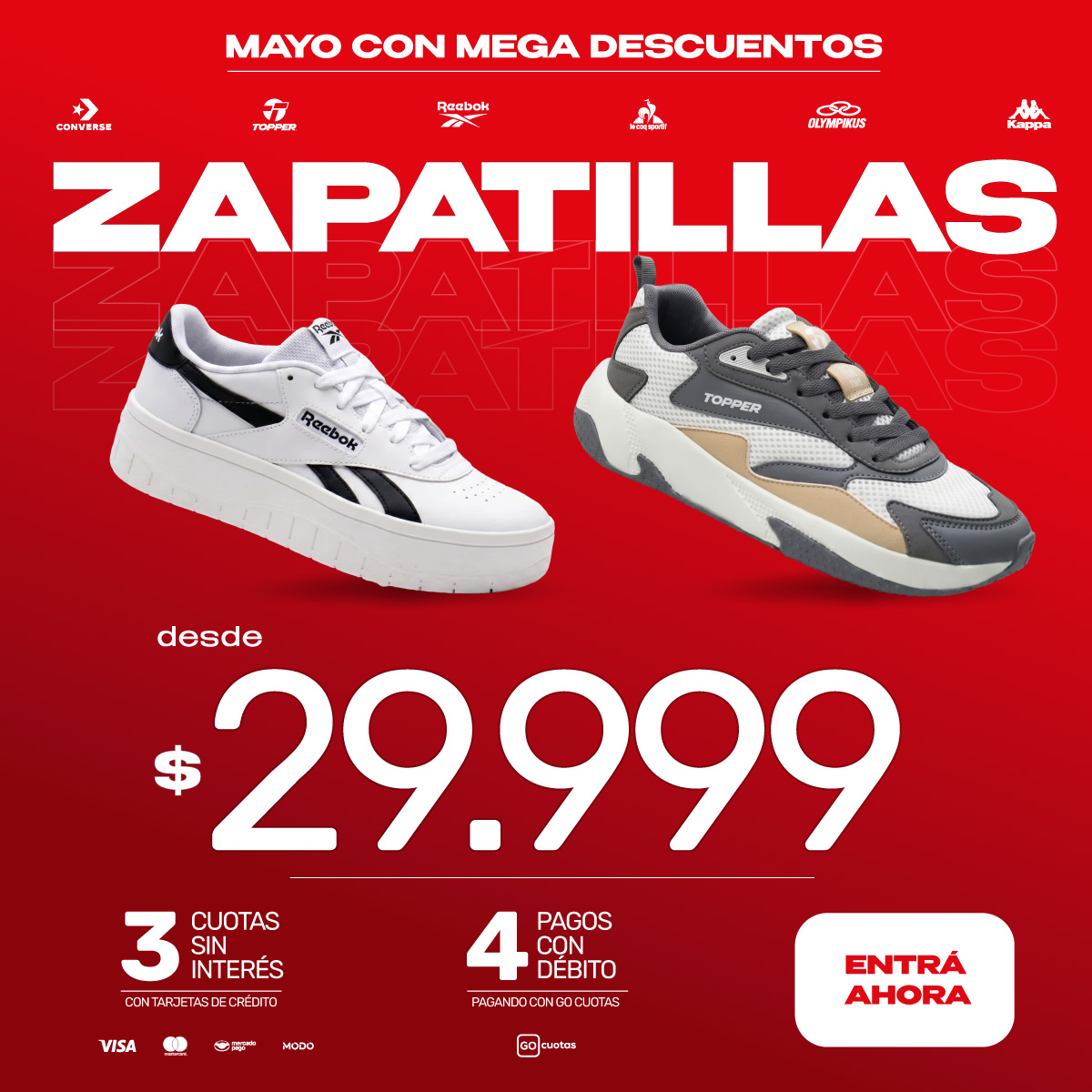 Mega Sports Facebook ad: Llegó Mega Sale: Zapatillas desde $29.999 + 3…