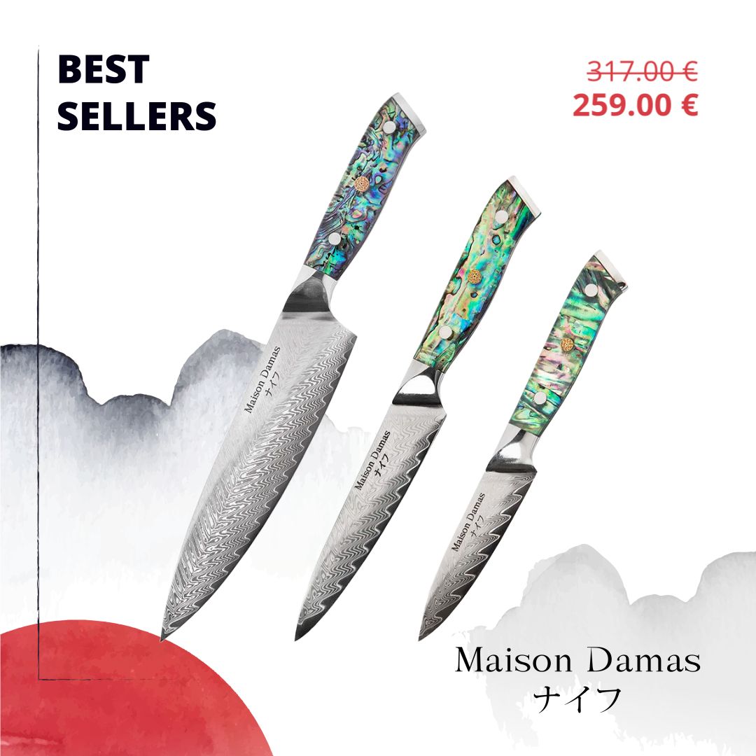 Maison Damas Facebook ad: Des couteaux qui font la différence: tranchant durable…