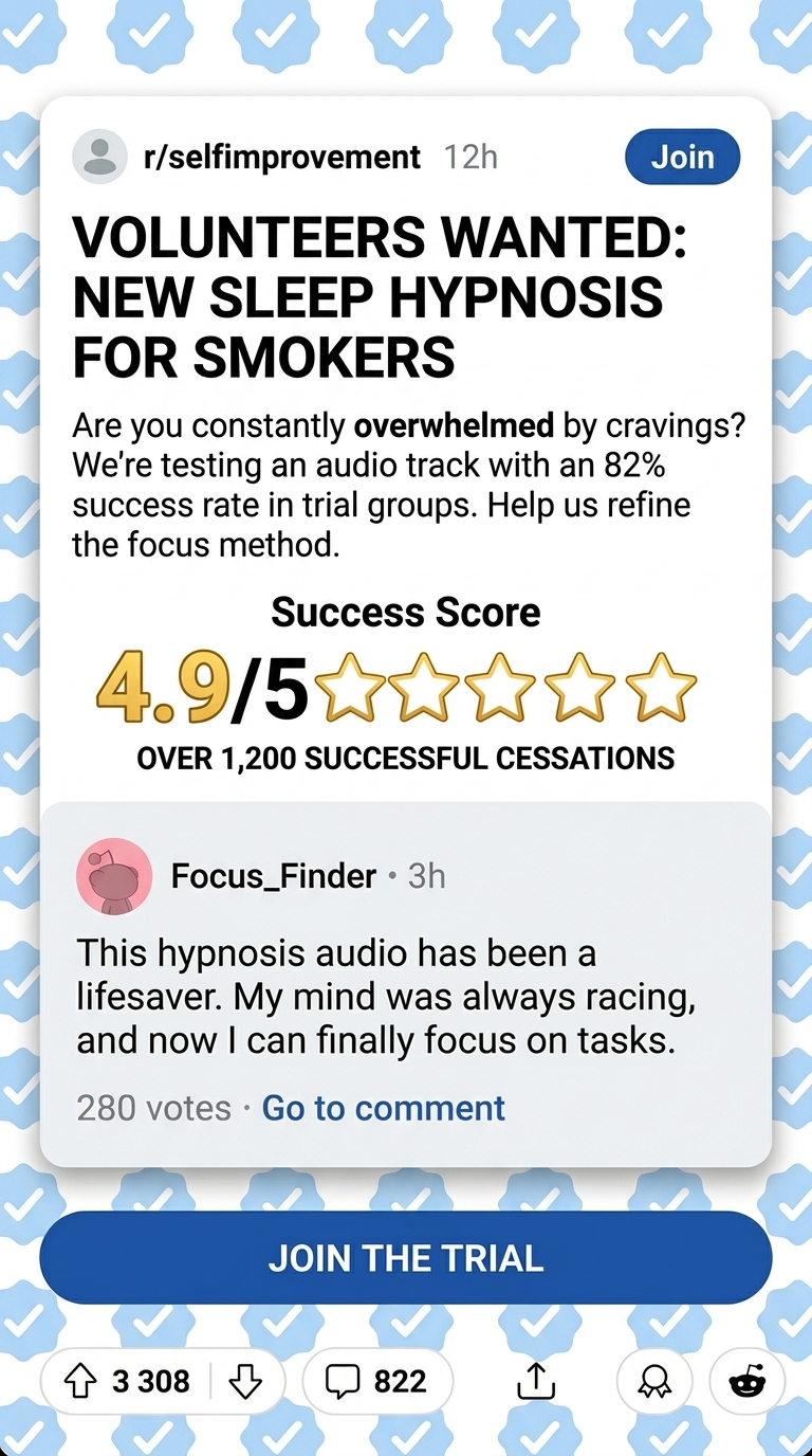 Hypnosis to Stop Smoking Facebook ad