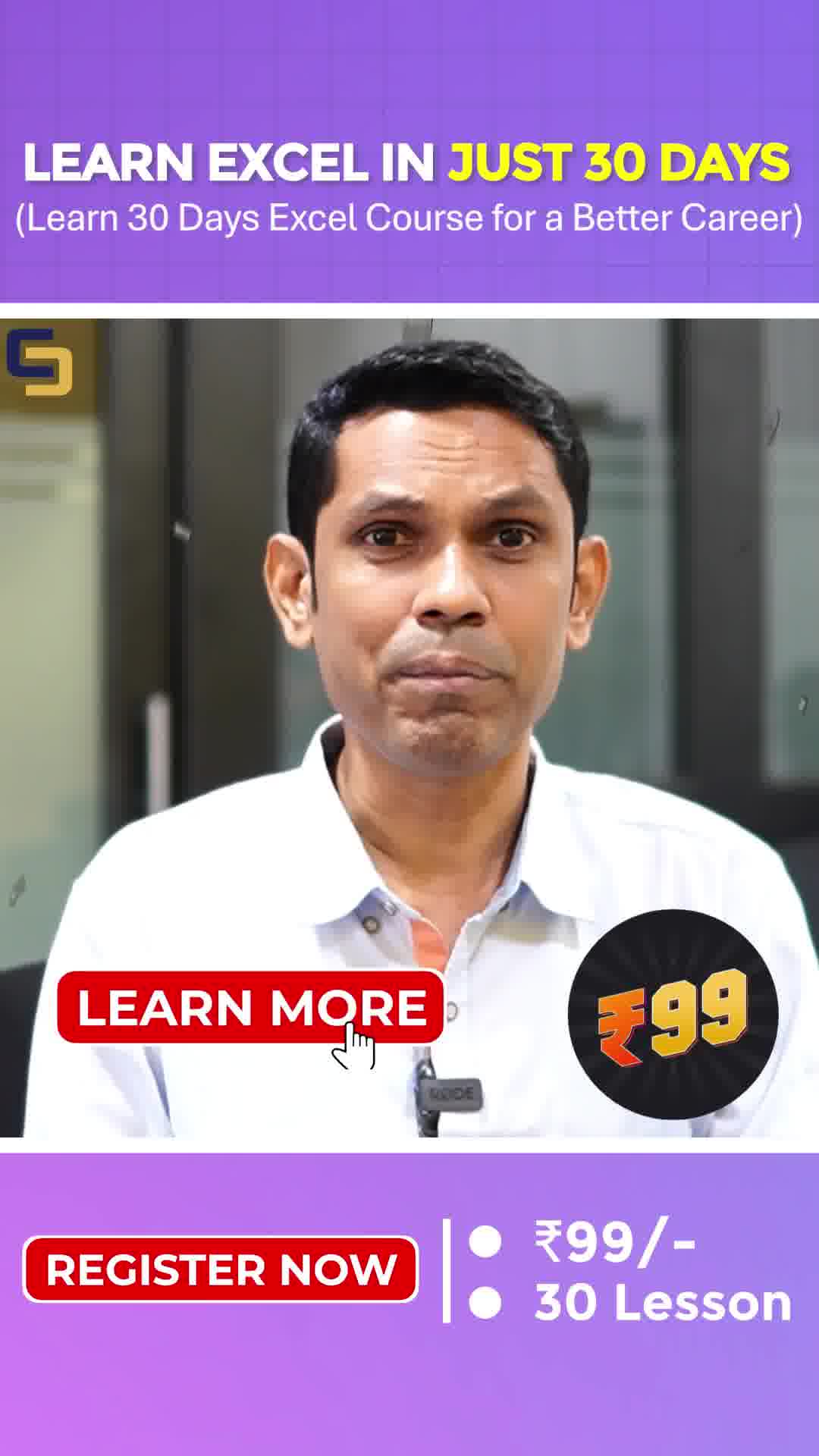 SkillCourse By Satish Dhawale Facebook ad: Master Excel in 30 Days: From Basics to Advanced Formulas!