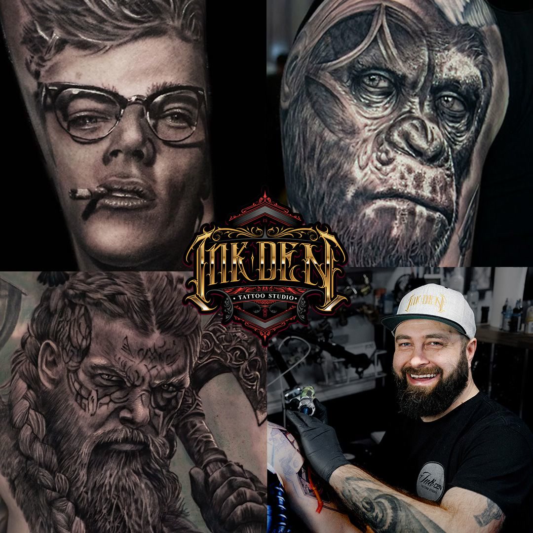 Inkden Tattoo Studio and Laser Removal Clinic Facebook ad: Biomech & Realism, Book at Inkden