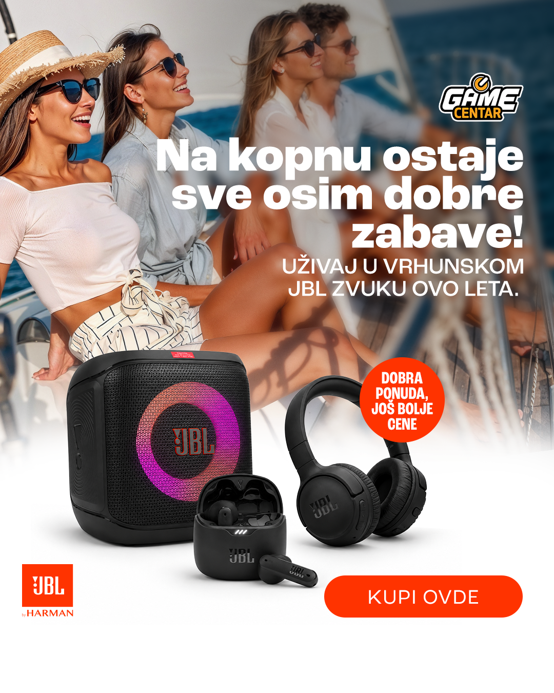Game Centar Facebook ad: JBL party zvučnici, slušalice i prenosivi zvučnici