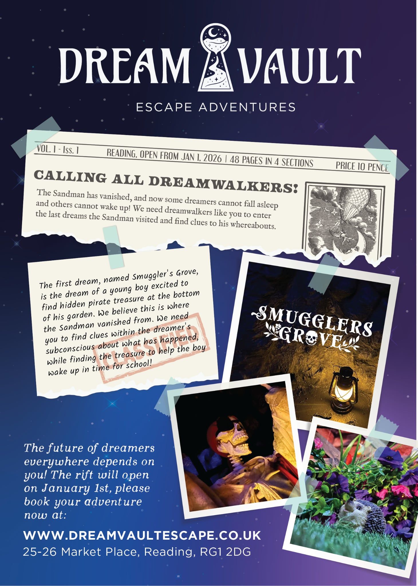 DreamVault Escape Adventures Facebook ad: DreamVault | Escape Rooms | Reading, UK
