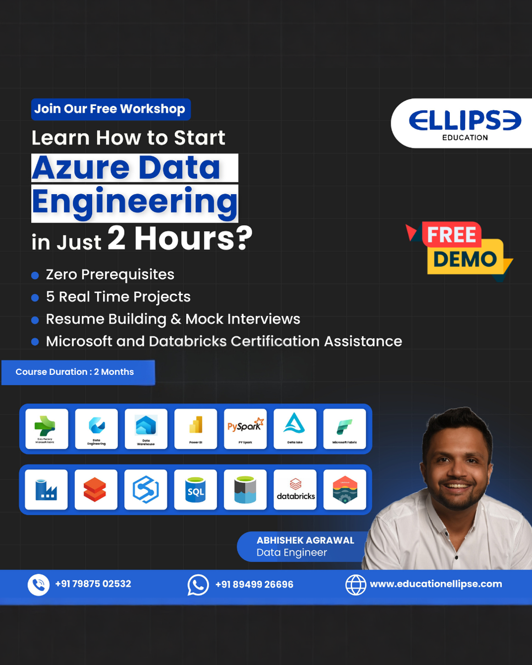 Education Ellipse Facebook ad: Azure Data Engineering Course