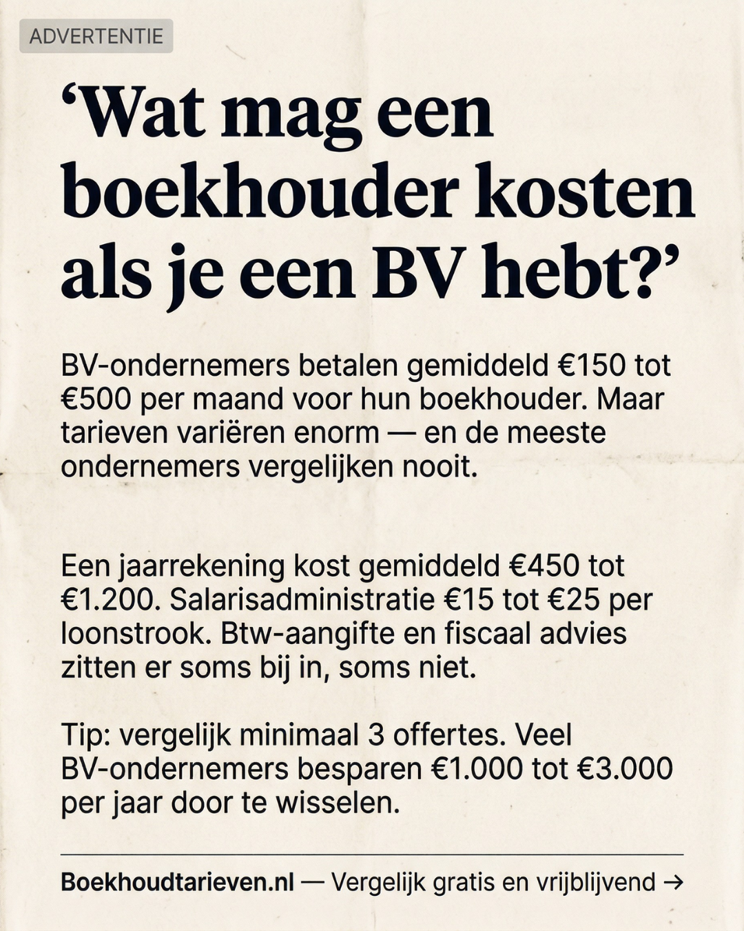 Boekhoud Tarieven Facebook ad
