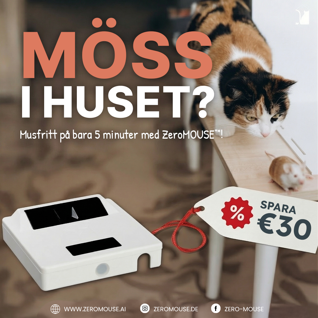 Zeromouse Facebook ad: Kattlucka med chip och bytesdetektering
