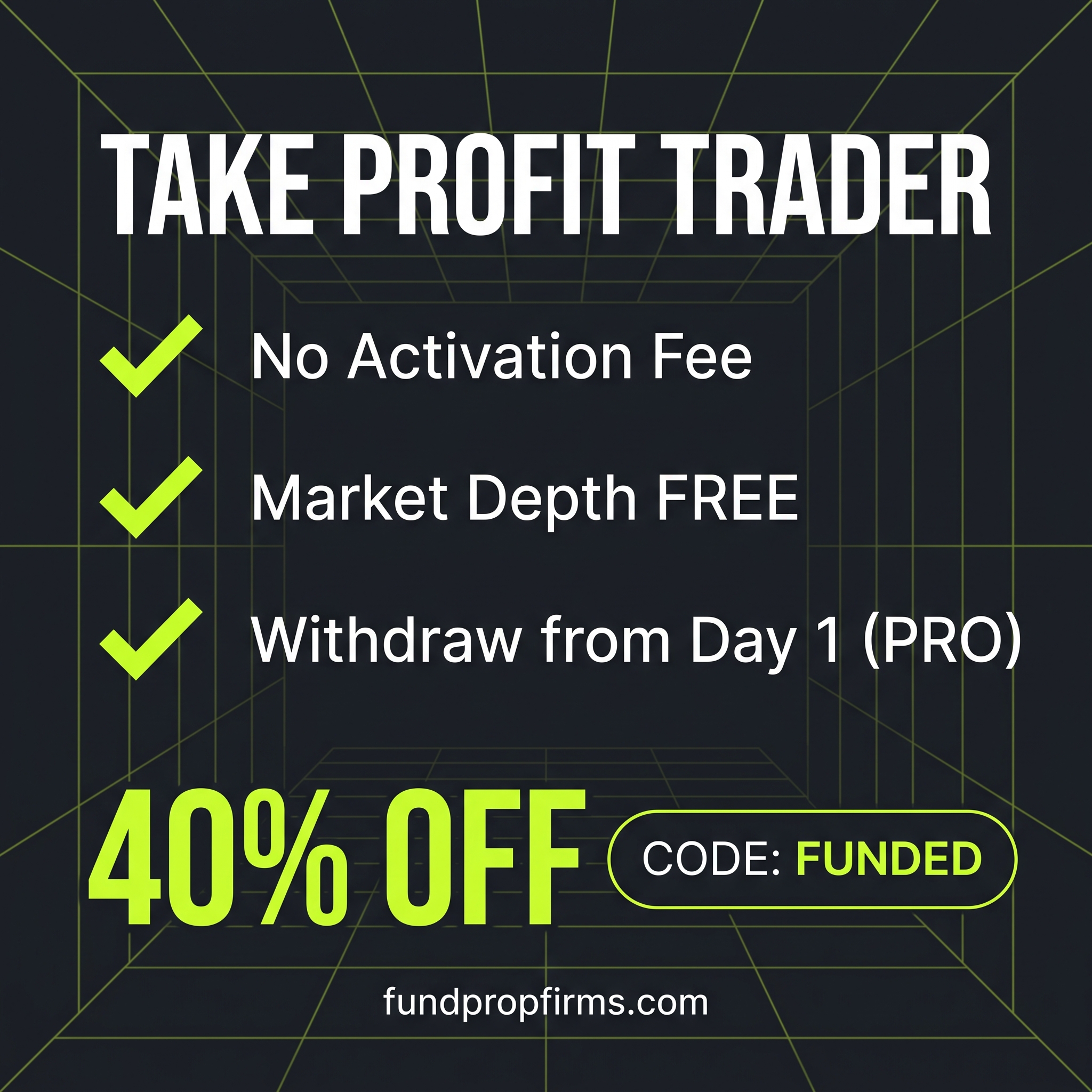 Fund Prop Firm Facebook ad: 40% OFF, Coupon FUNDED