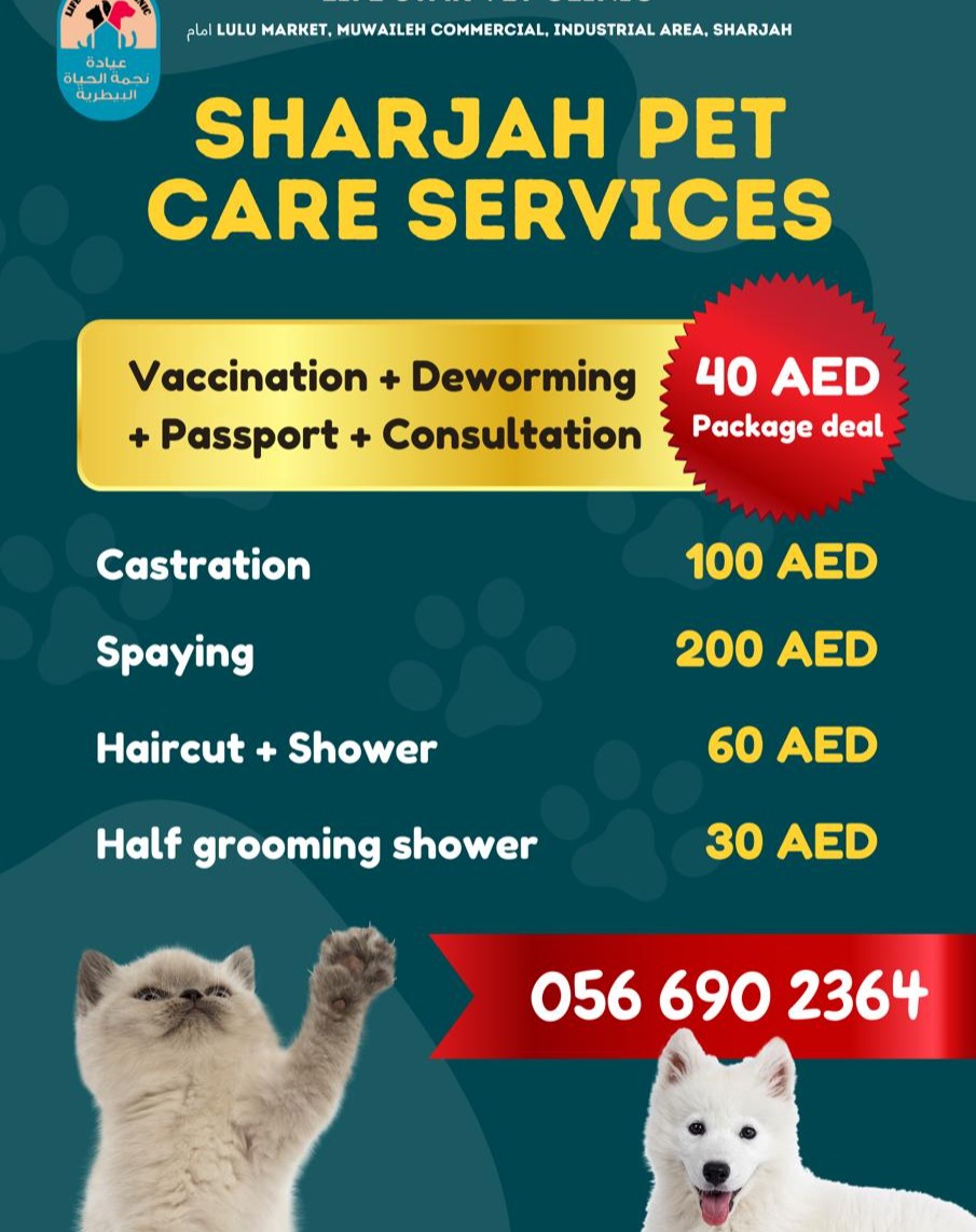 Life star vet clinic Facebook ad: ** vaccination + deworming + passport + consultation…