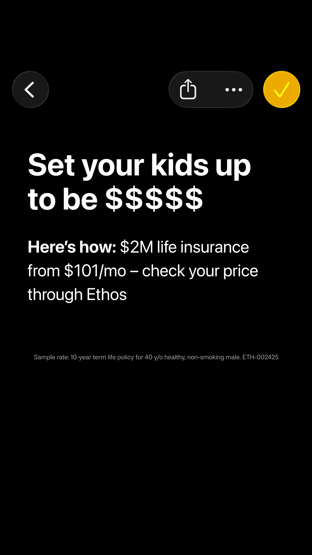Ethos Facebook ad