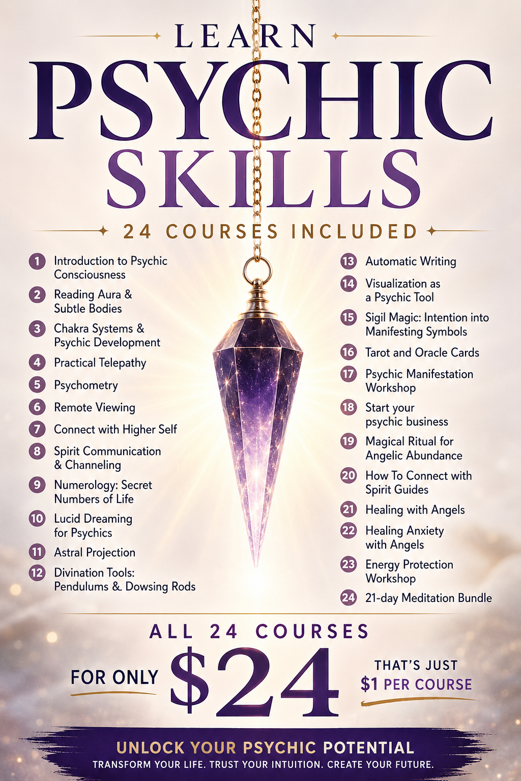 Josie Grouse Facebook ad: 24 Psychic Courses for $24