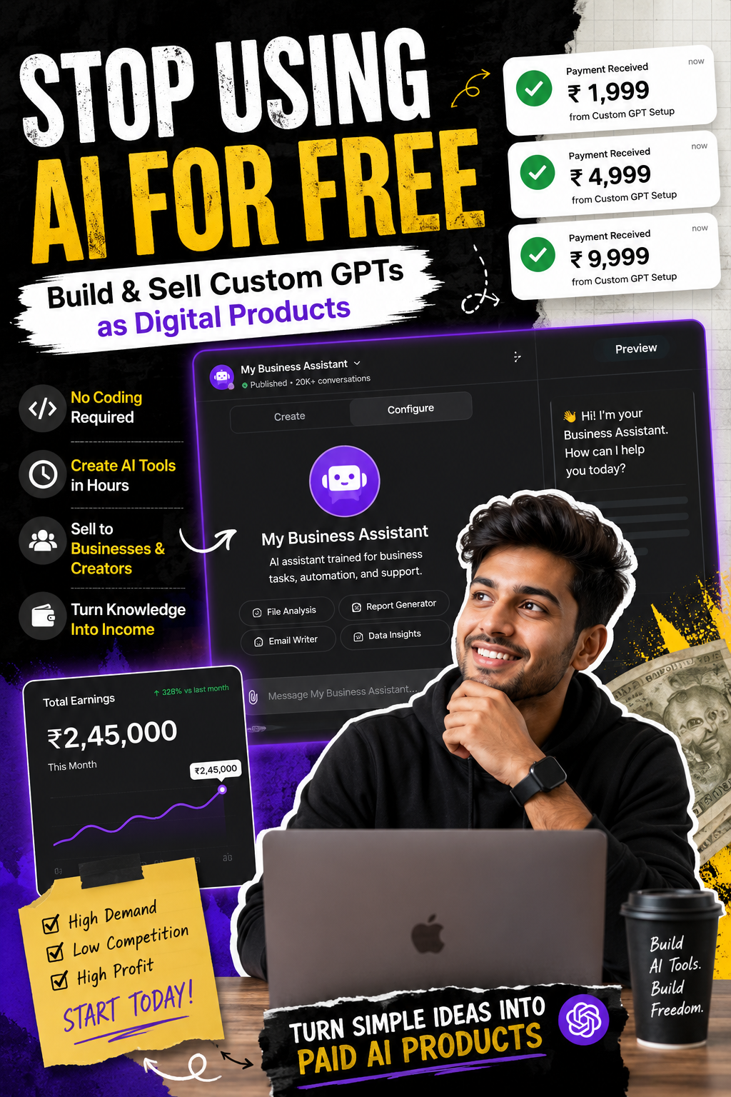 DigitalRohit Facebook ad: Build & Sell Custom GPTs