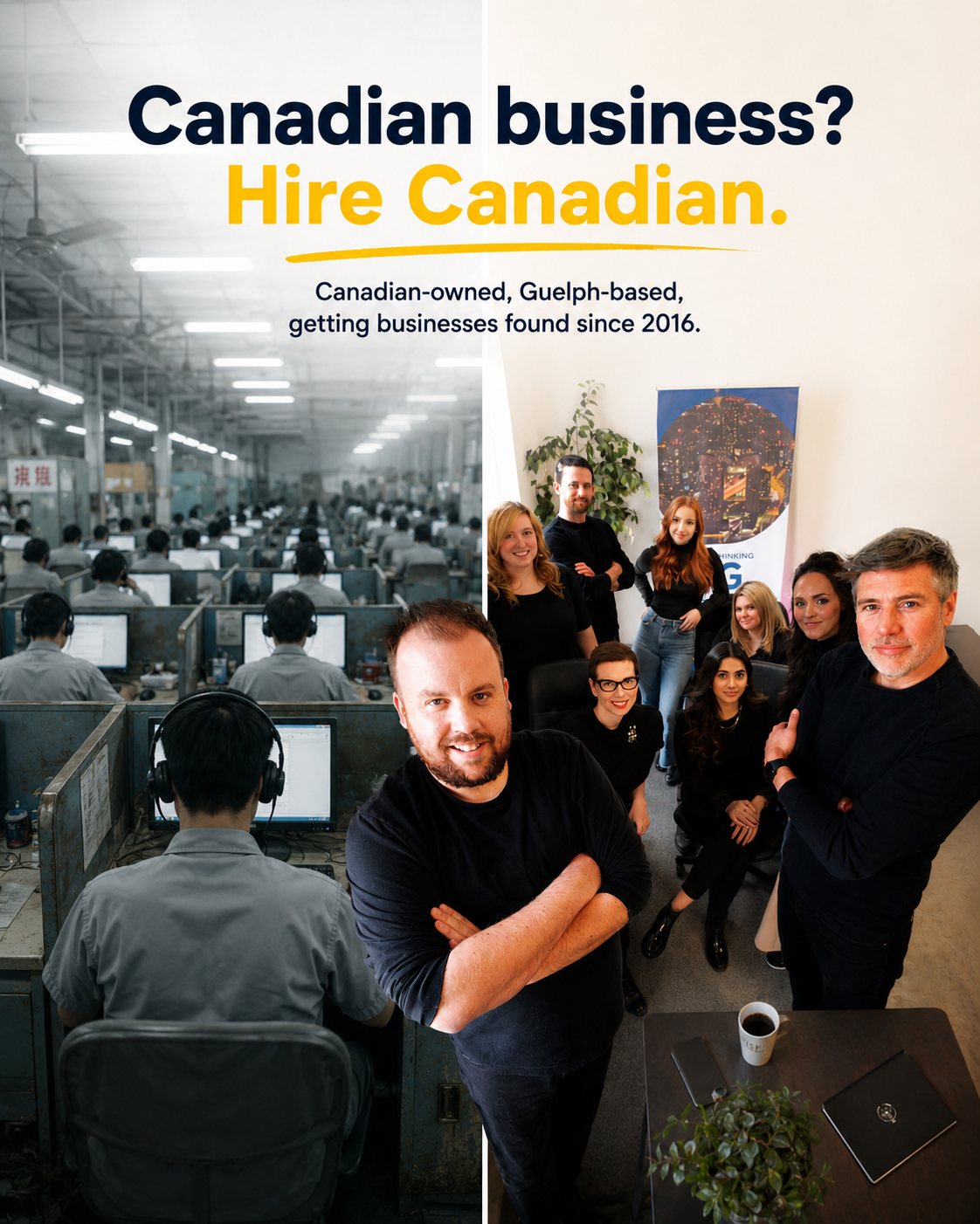 Merged Media Facebook ad: Hire Canadian. Get found locally.