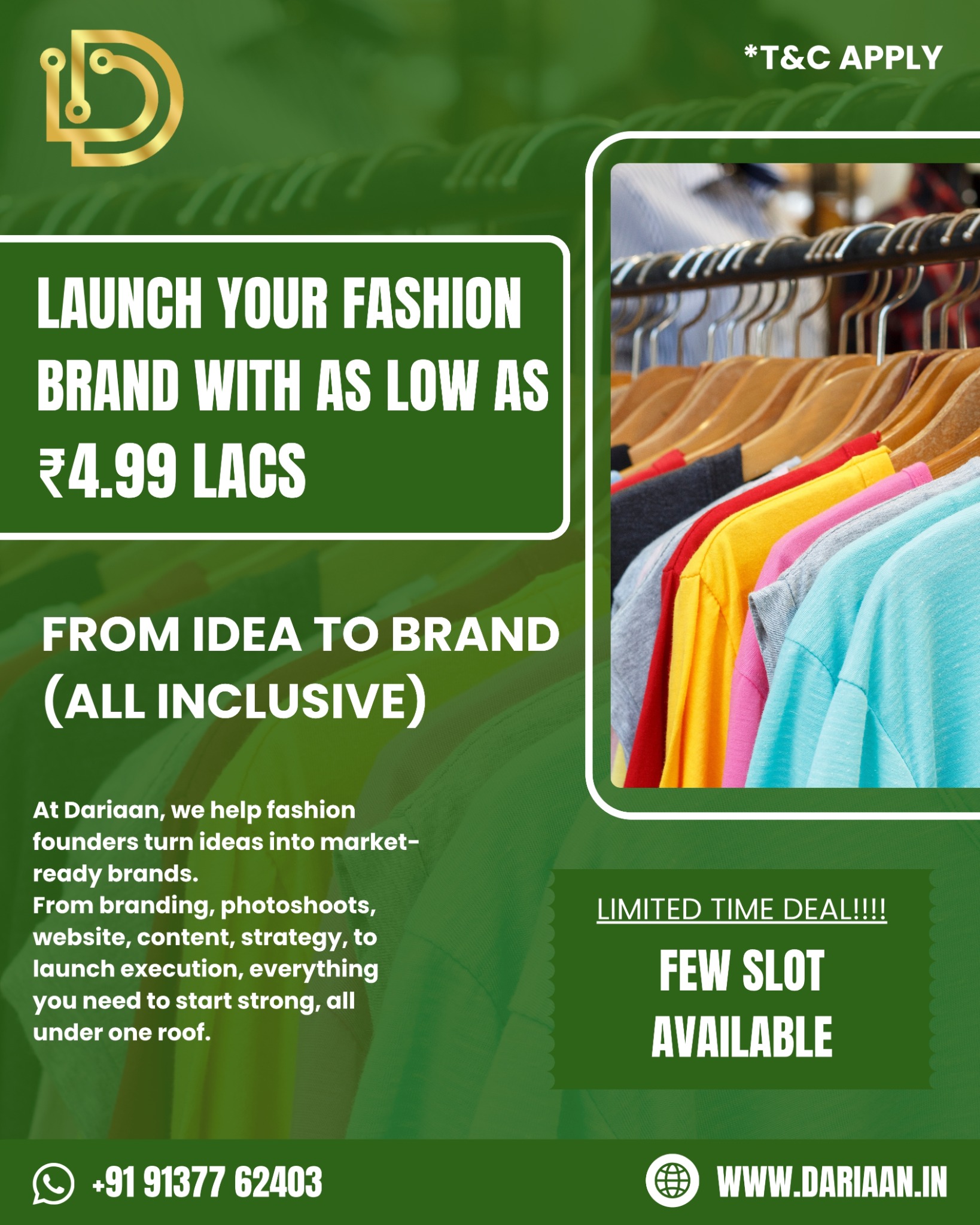 Dariaan Facebook ad: Launch Your Fashion Brand in ₹4.99 Lacs