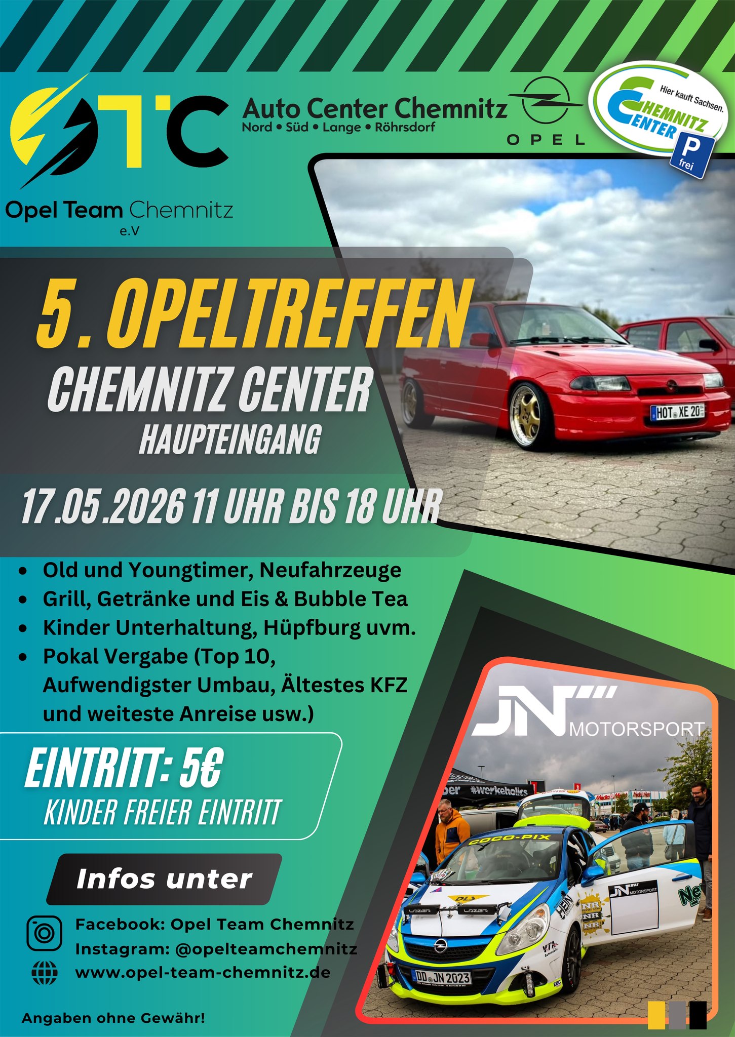 Opel Team Chemnitz Facebook ad: 5. Opel Treffen im Chemnitz Center Saisonstart