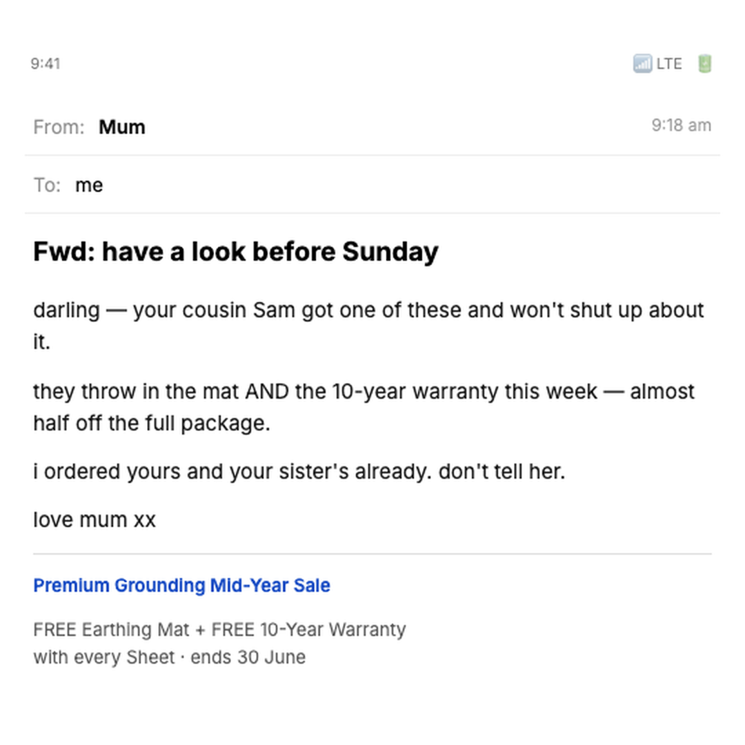 Rebecca Harper Facebook ad: Mums are forwarding this. Ends Sun.