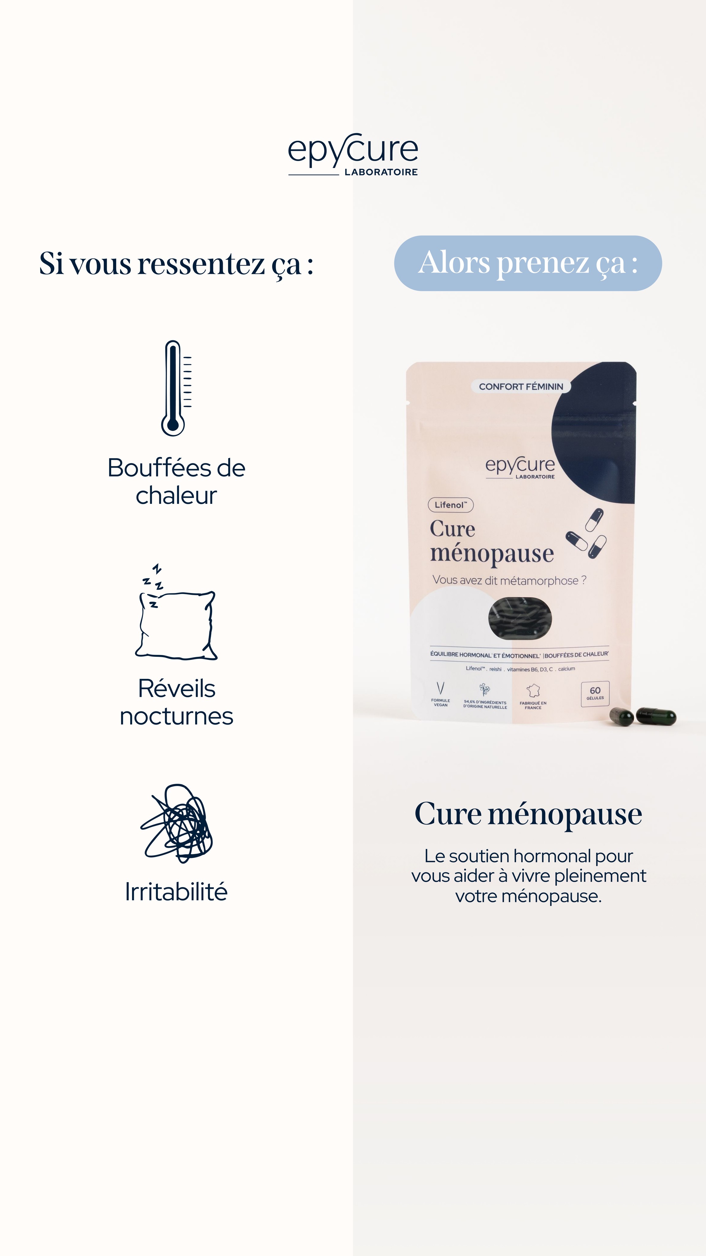 Epycure Facebook ad: 86% des femmes recommandent la Cure ménopause