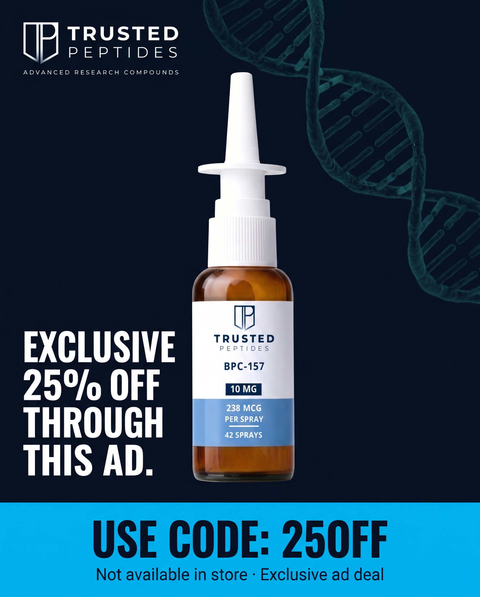 Trusted Peptides Facebook ad: New Buyers Get a FREE $25 Gift Card, Shop Now