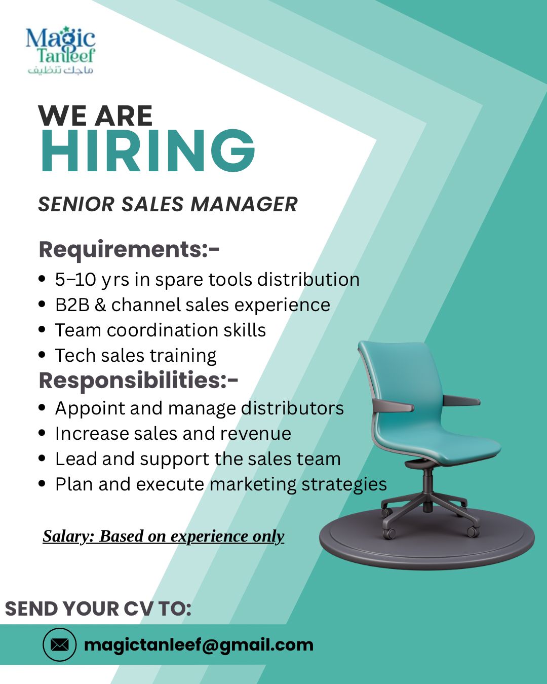 Magic Tanleef Facebook ad: We’re Hiring, Senior Sales Manager