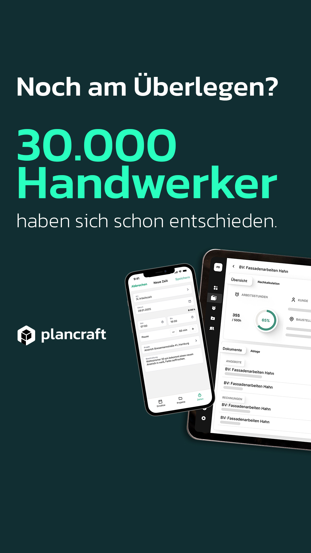 Plancraft - Einfache Handwerkersoftware Facebook ad: Die einfache Handwerkersoftware