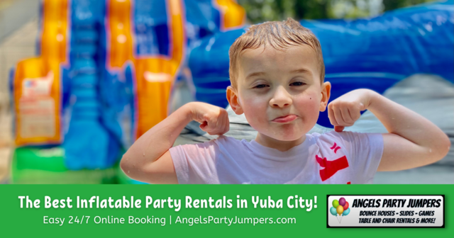 Angels Party Jumpers and Event Rentals Facebook ad: BOUNCE HOUSE, WATER SLIDE & EVENT RENTALS