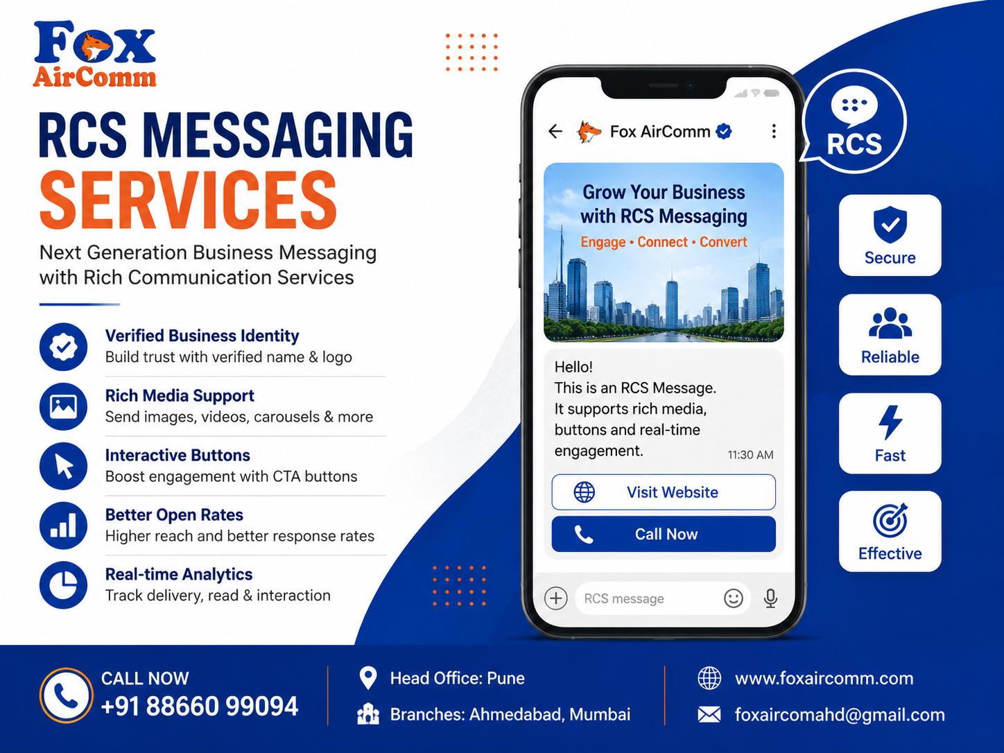 Fox Aircomm Ahmedabad Facebook ad: BOOST YOUR BUSINESS WITH OUR DIGITAL MARKETING SERVICES.