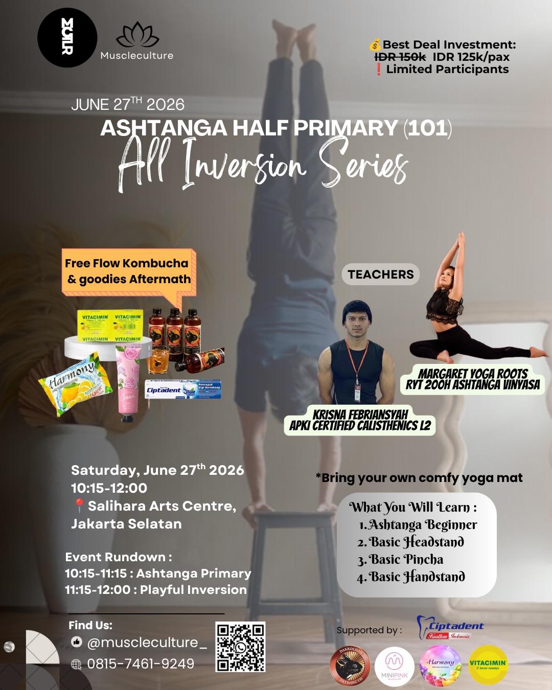 muscleculture_ Facebook ad: ASHTANGA BEGINNER HALF PRIMARY {All Inversion Series }