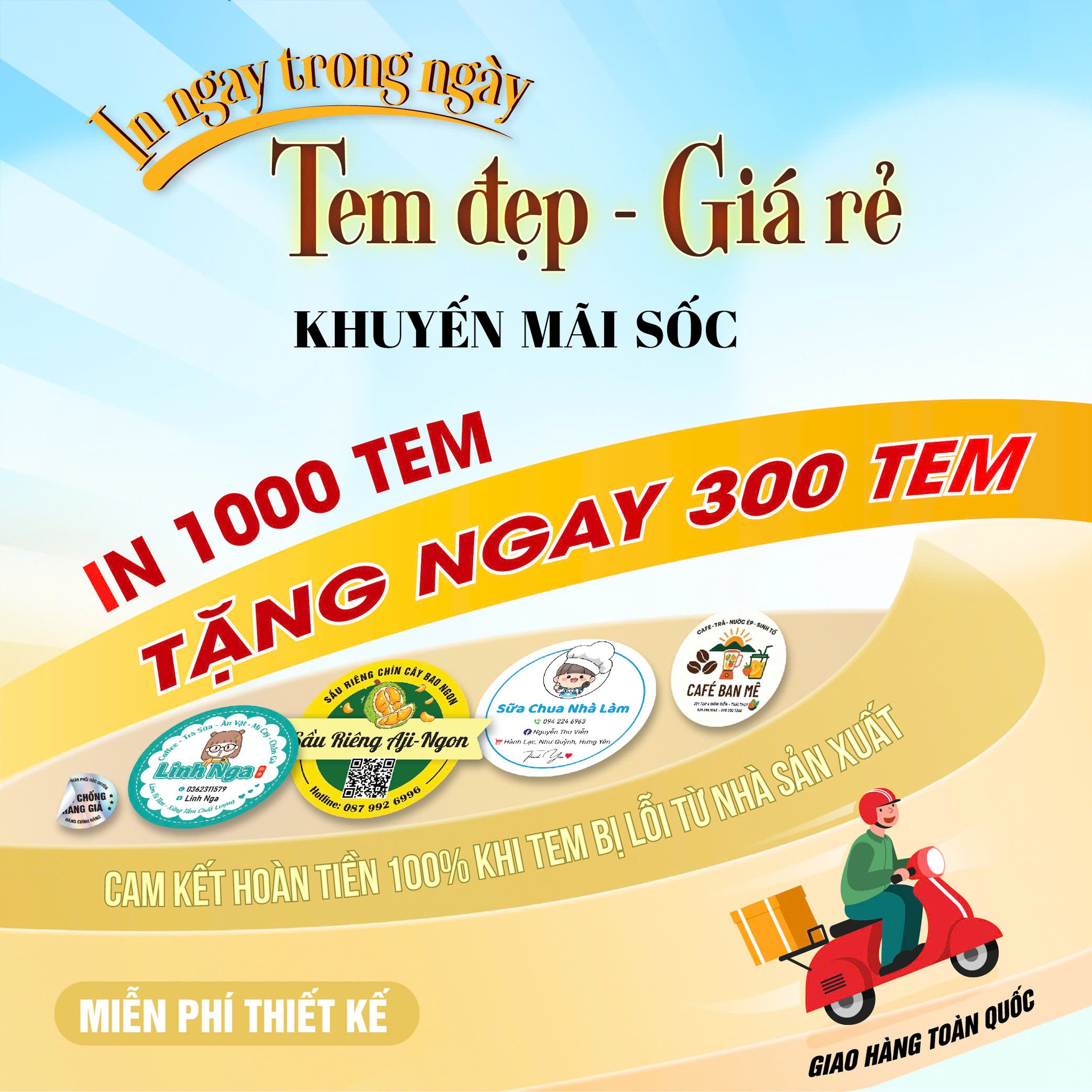 Xưởng in Tem Nhãn - Decal giá rẻ Facebook ad: 170K/1000 TEM 4CM