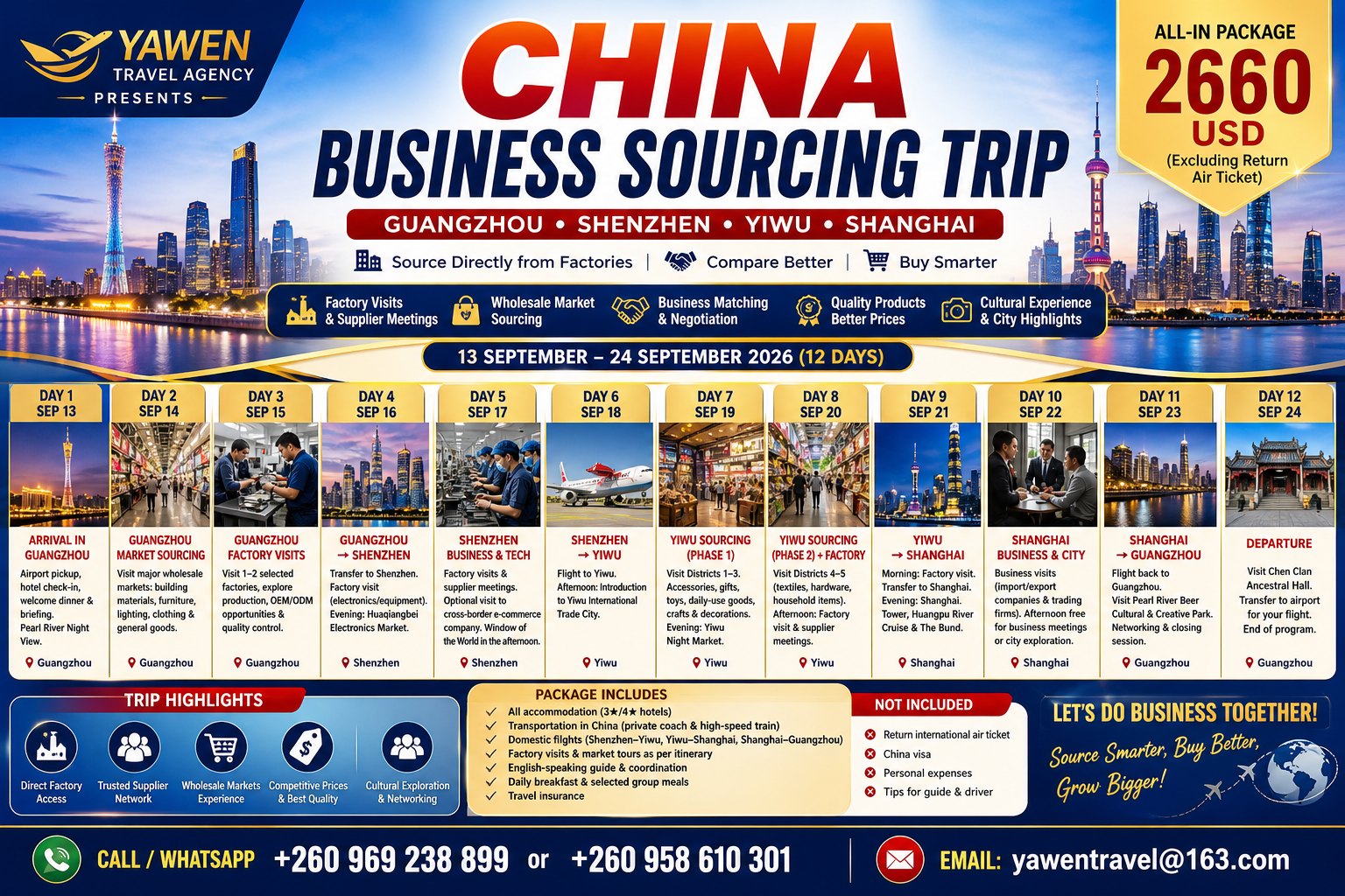 Yawen Travel Facebook ad: CHINA BUSINESS SOURCING TRIP SEPTEMBER 2026