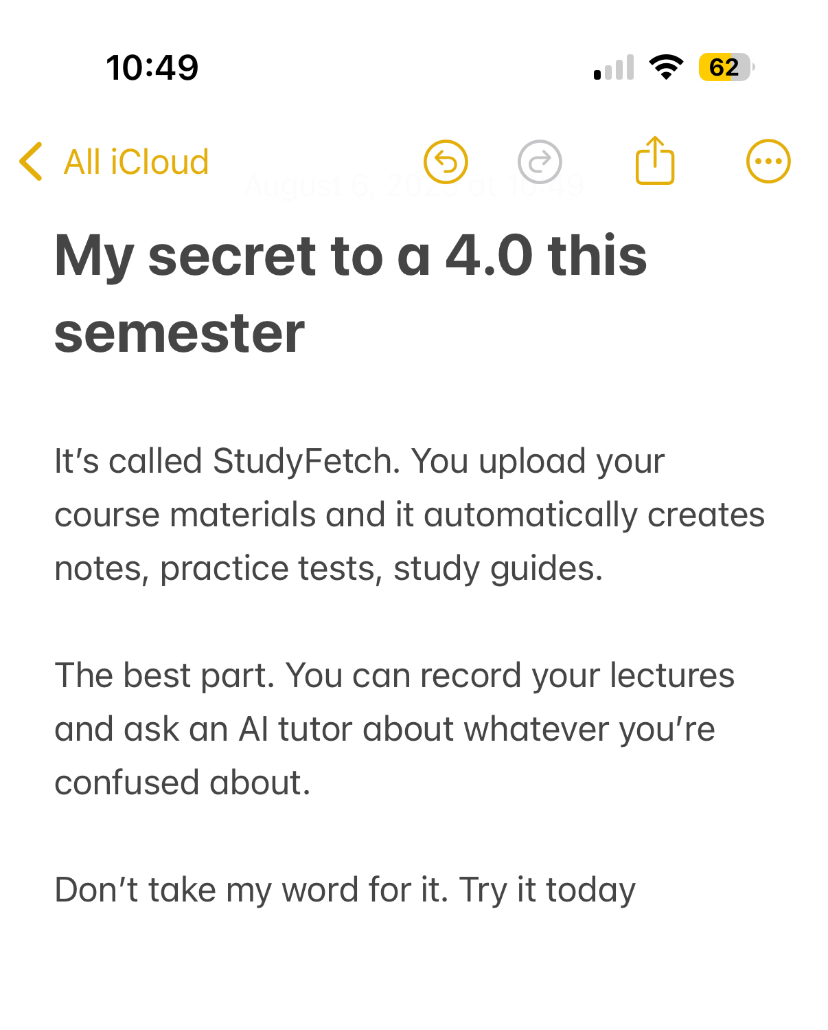 StudyFetch Facebook ad