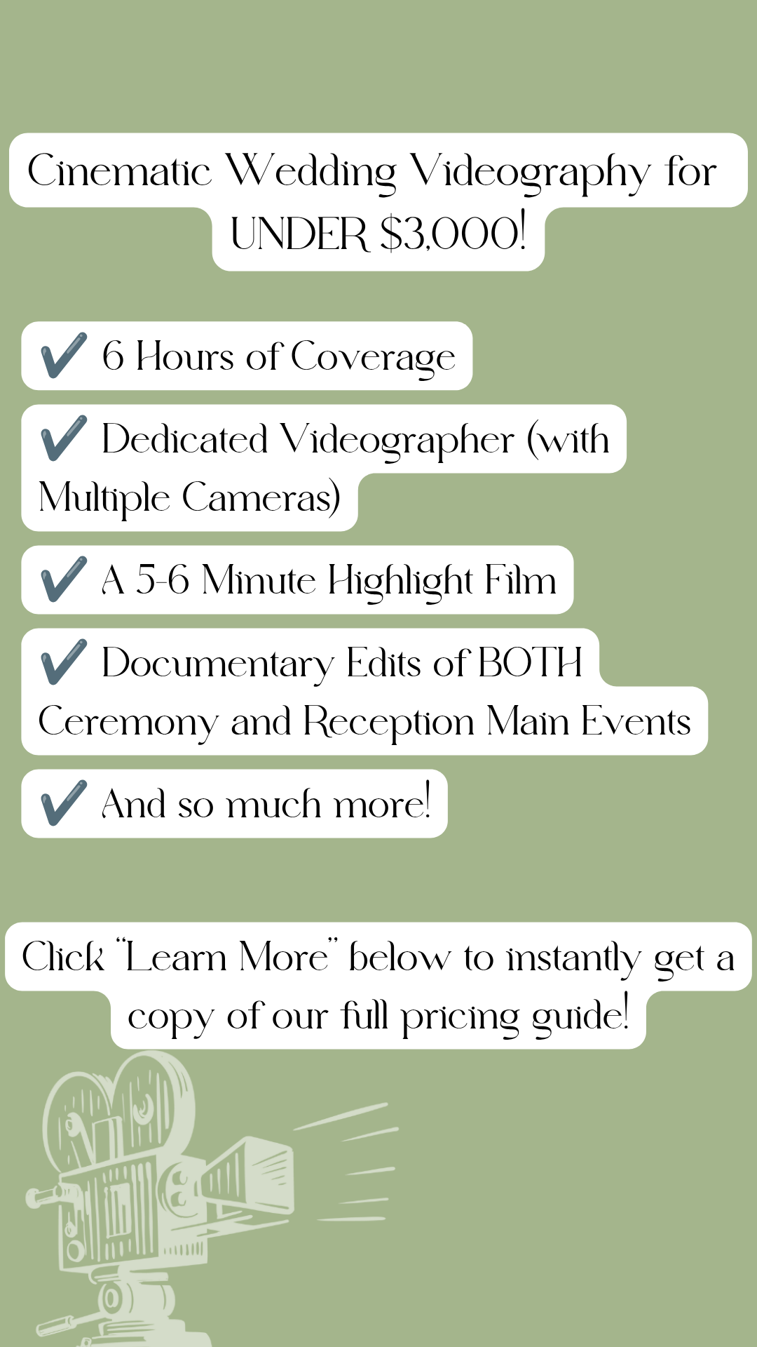 Just Hitched Wedding Films Facebook ad: Wedding Photography for Under $3,000!