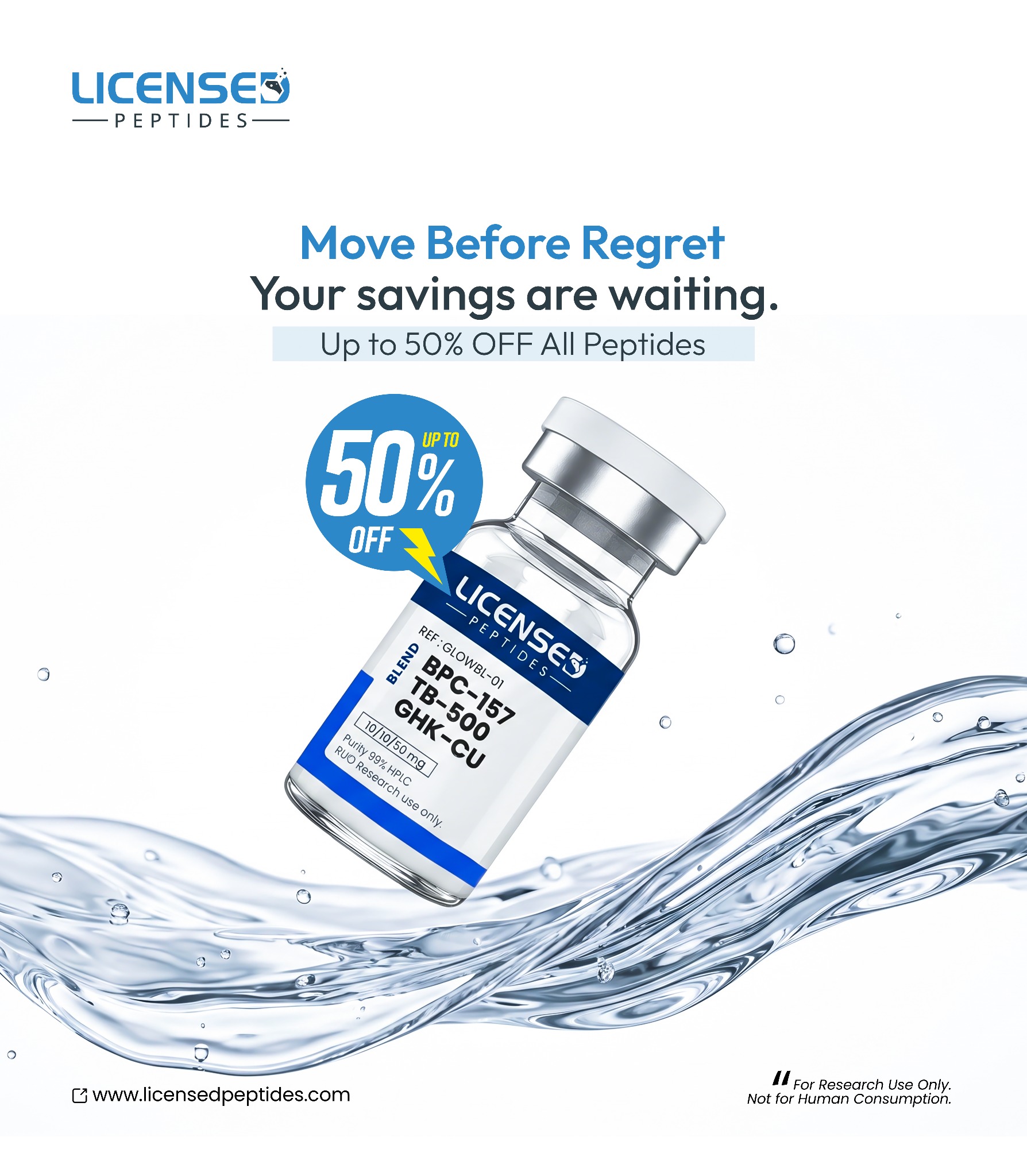 Licensed Peptides.com Facebook ad: Reliable Research Peptides On Sale