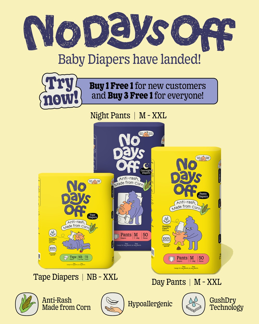 No Days Off Diapers MY Facebook ad