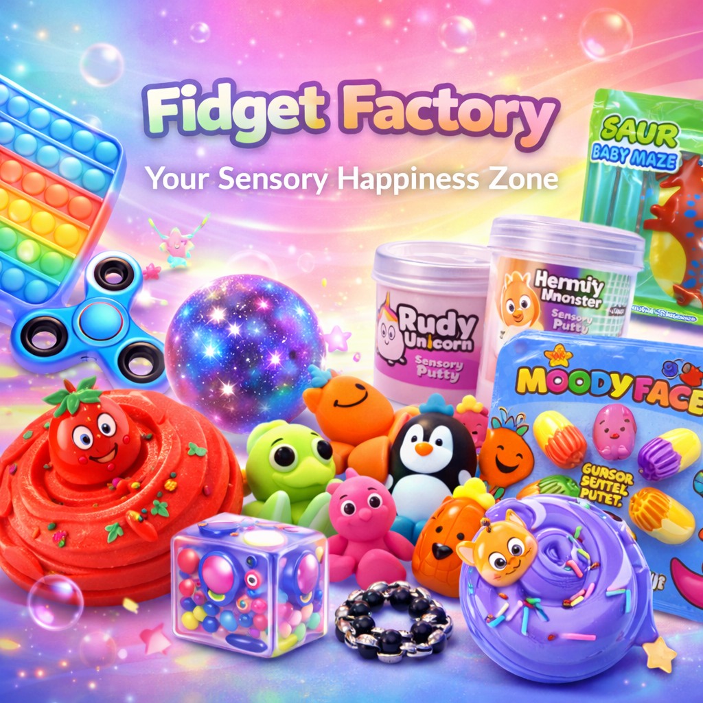 Fidgets Factory Facebook ad: Welcome to Fidget Factory, Your Sensory Happiness Zone!