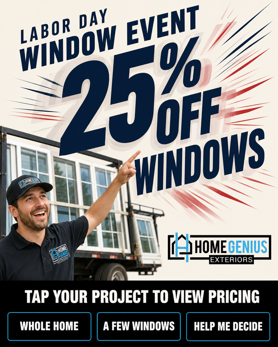 Home Genius Exteriors Facebook ad