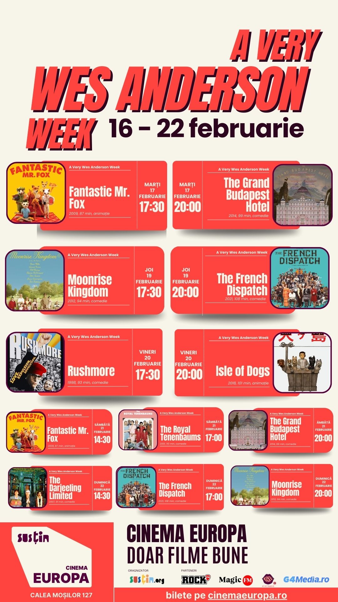 Susțin Cinema Europa Facebook ad: Wes Anderson Week