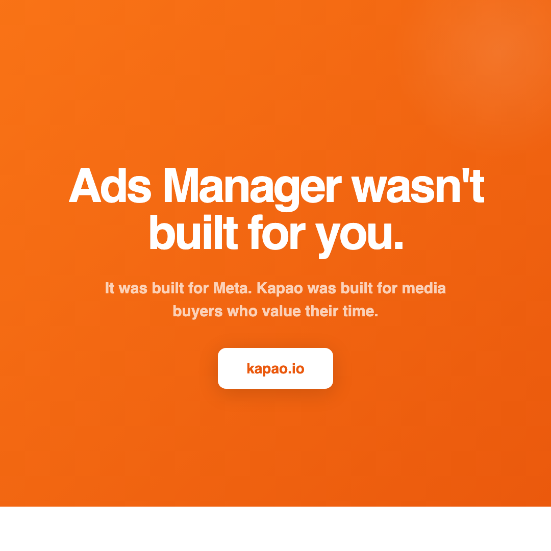 kapao Facebook ad: Stop Fighting Ads Manager