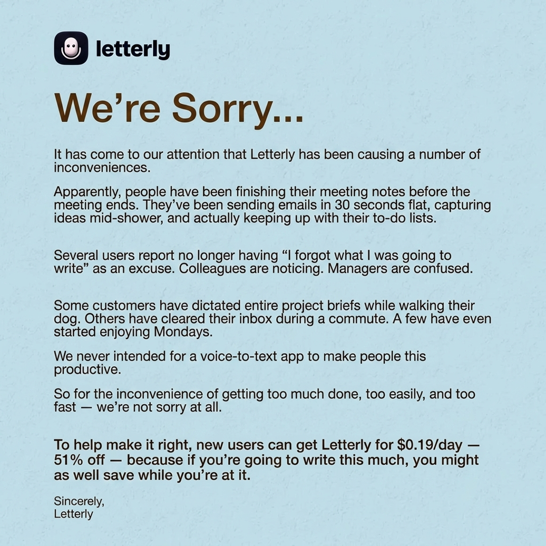 Letterly Facebook ad