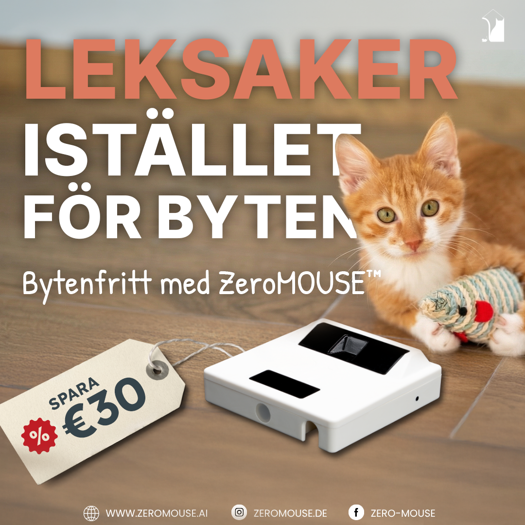 Zeromouse Facebook ad: Kattlucka med chip och bytesdetektering