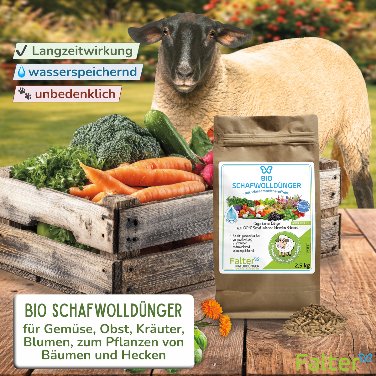 Falter Naturdünger Facebook ad from Mar 16, 2026