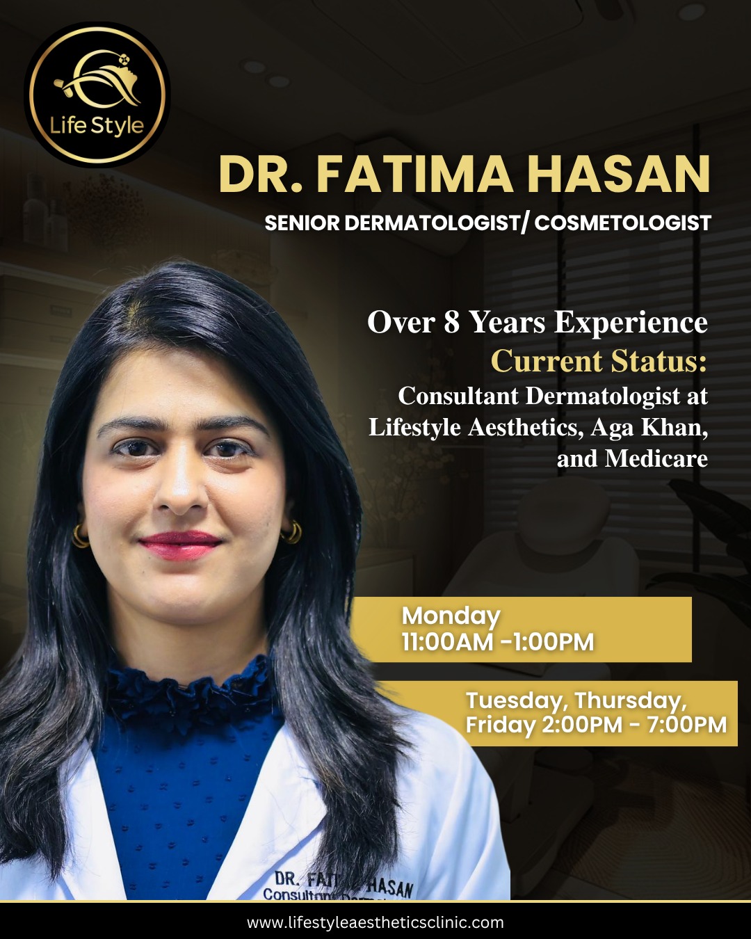 Lifestyle Aesthetics Clinic Facebook ad: Meet Our Expert Dermatologist, Dr.