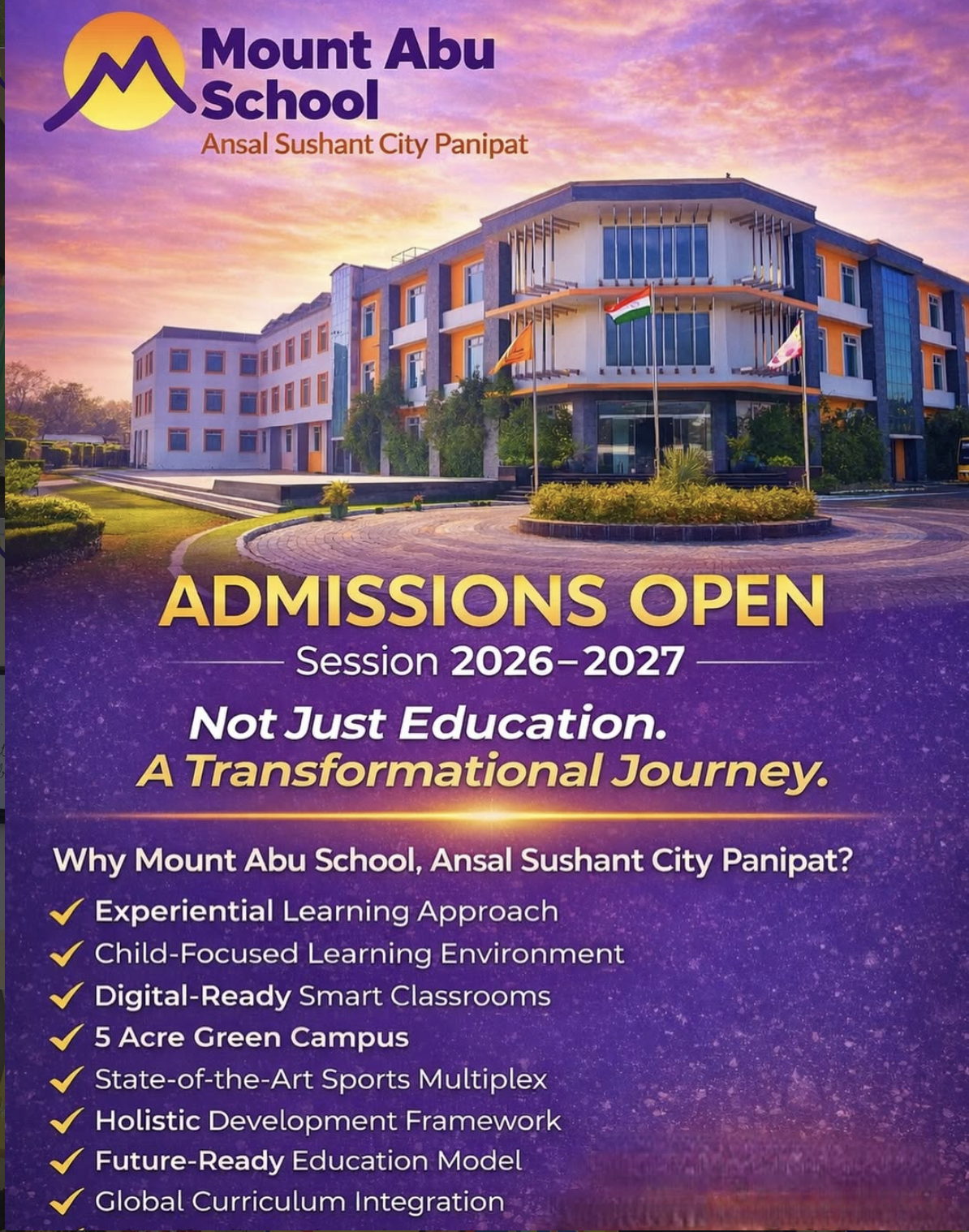 Mount Abu School-Panipat Facebook ad from Apr 6, 2026