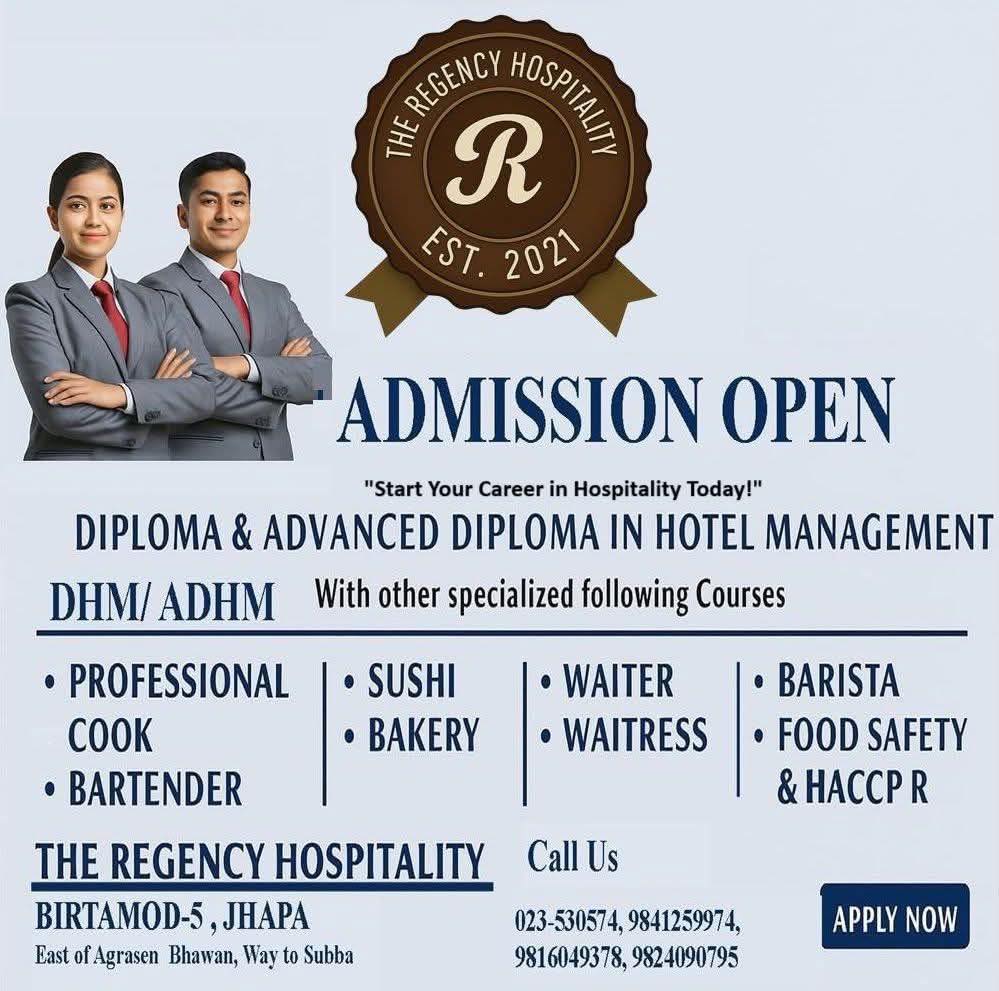 The Regency Hospitality Birtamode Facebook ad: Admission Open