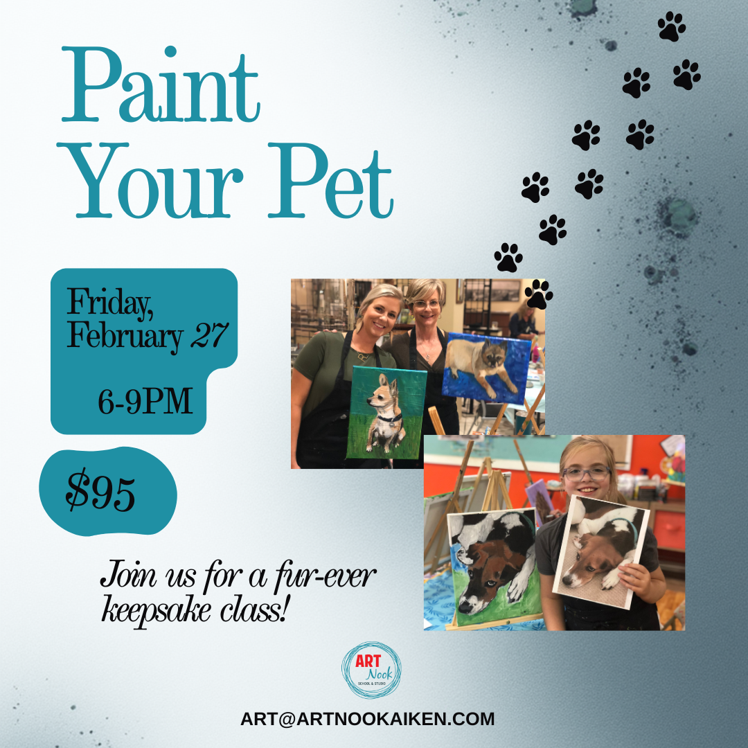 Art Nook School & Studio Facebook ad: Paint Your Pet - February 27th
