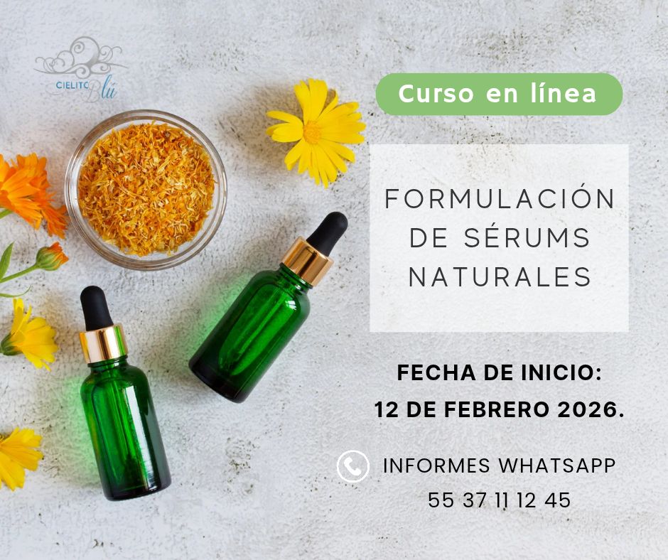 Cielito Blu / Herbolaria y cosmética natural Facebook ad: CURSO EN LÍNEA: FORMULACIÓN Y ELABORACIÓN DE SERUMS…