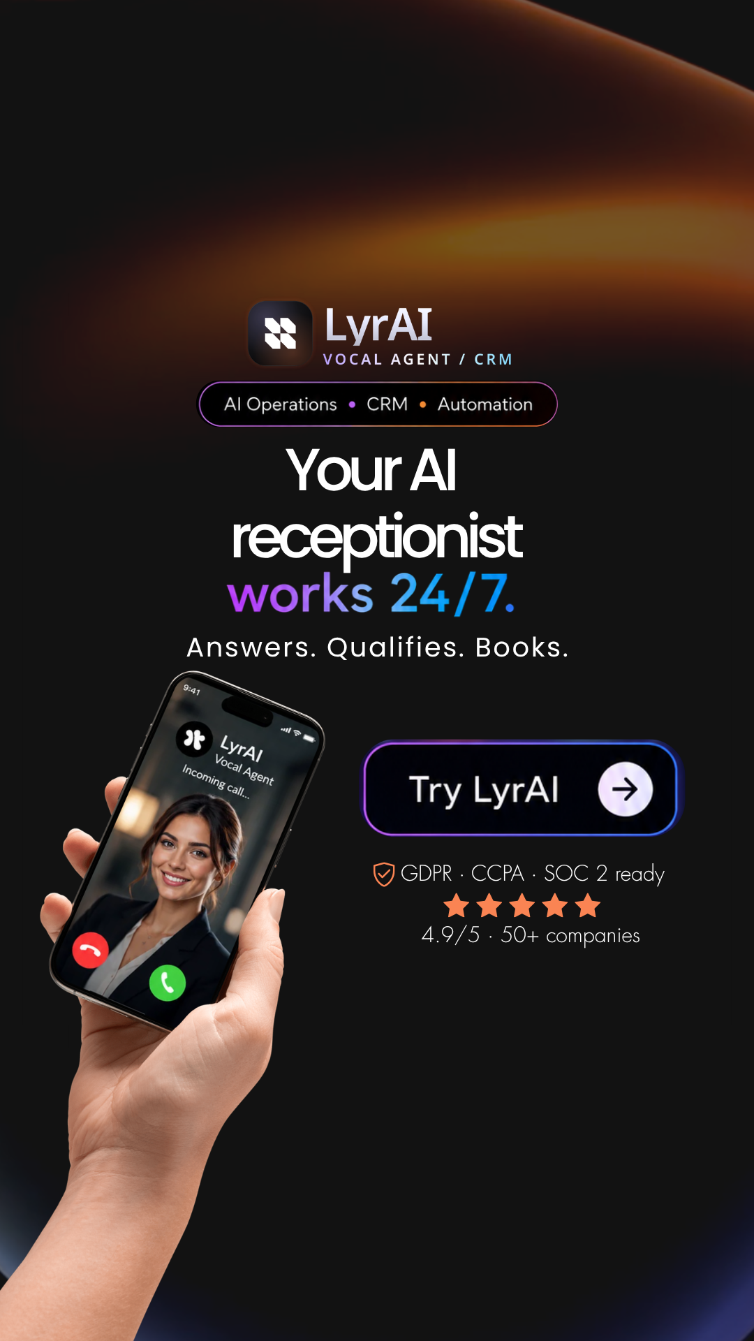 Lyrai AI Facebook ad: Never miss a lead