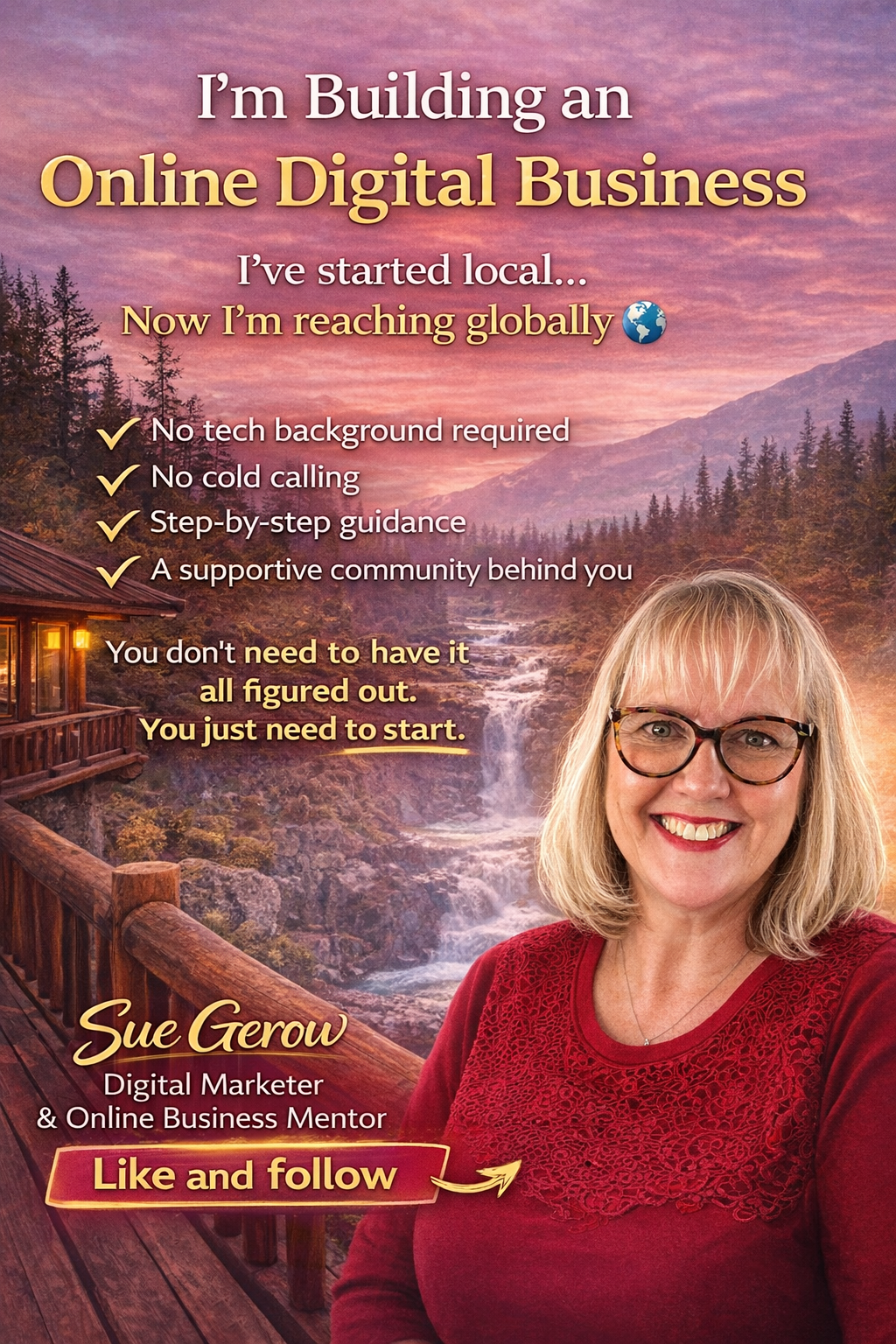 Sue Gerow Entrepreneur Facebook ad: Chat in Messenger