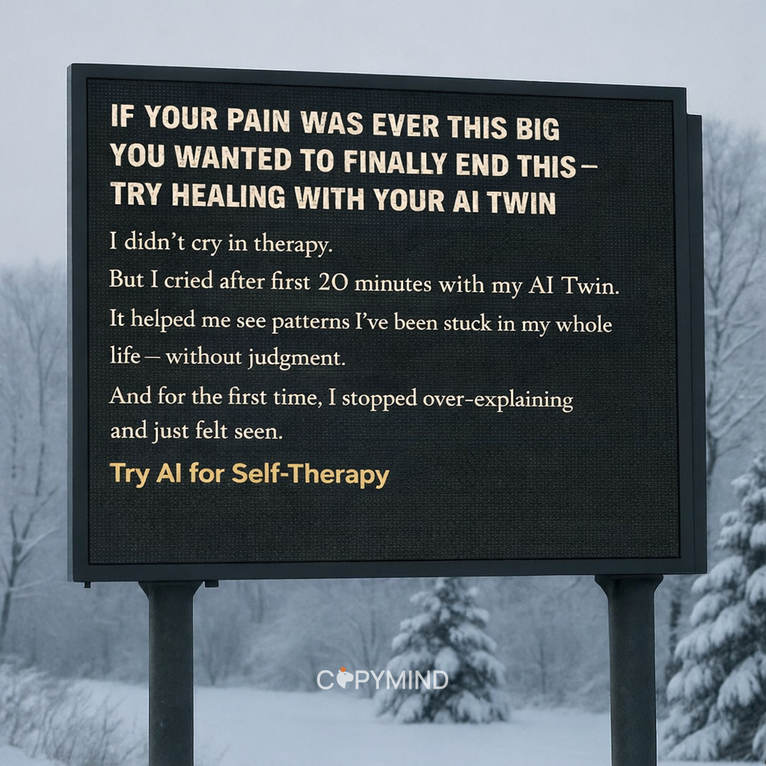 Copymind: AI twin for therapy Facebook ad